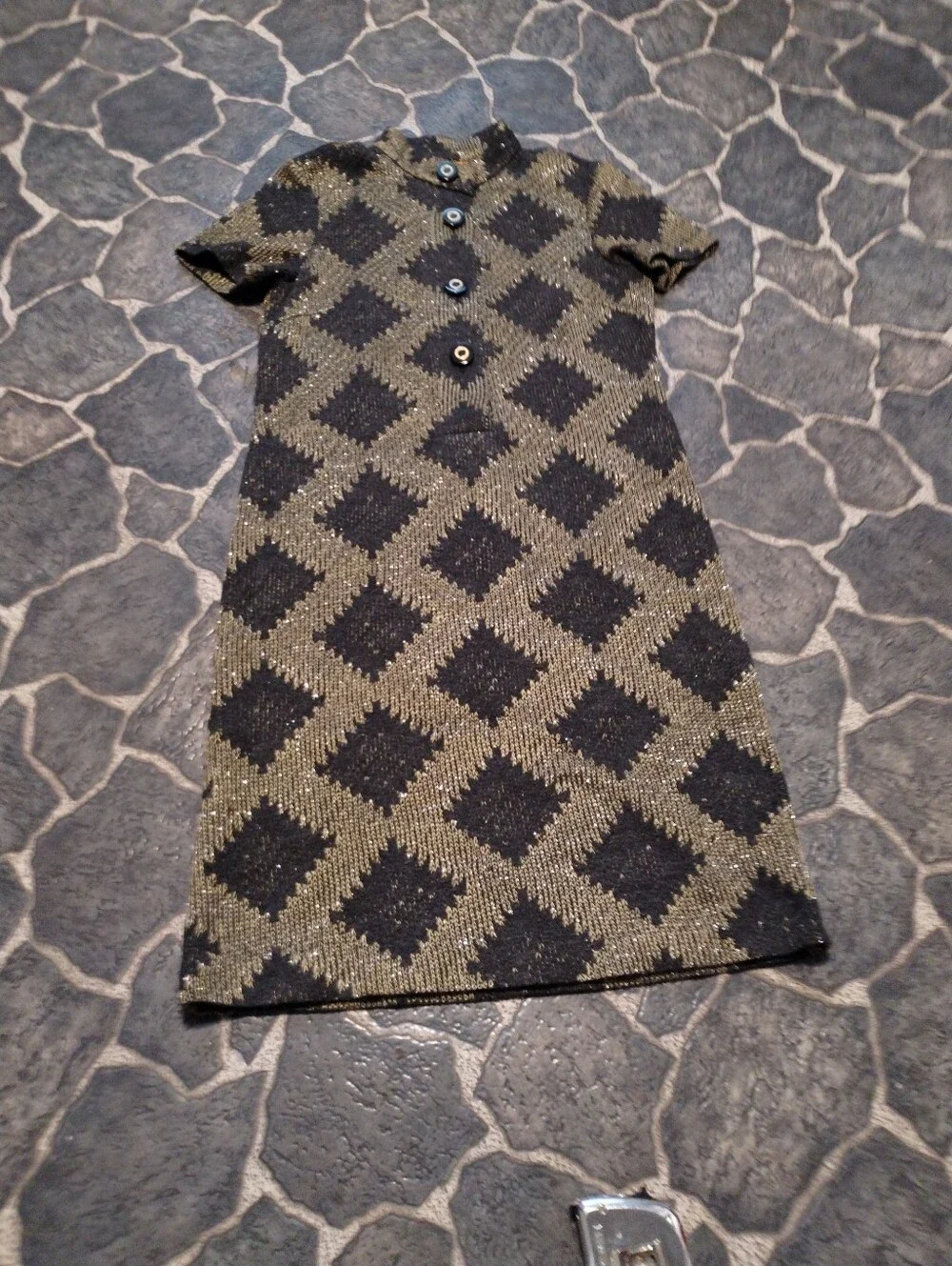 Tory Burch Gold Glitter wool knit shift dress size small